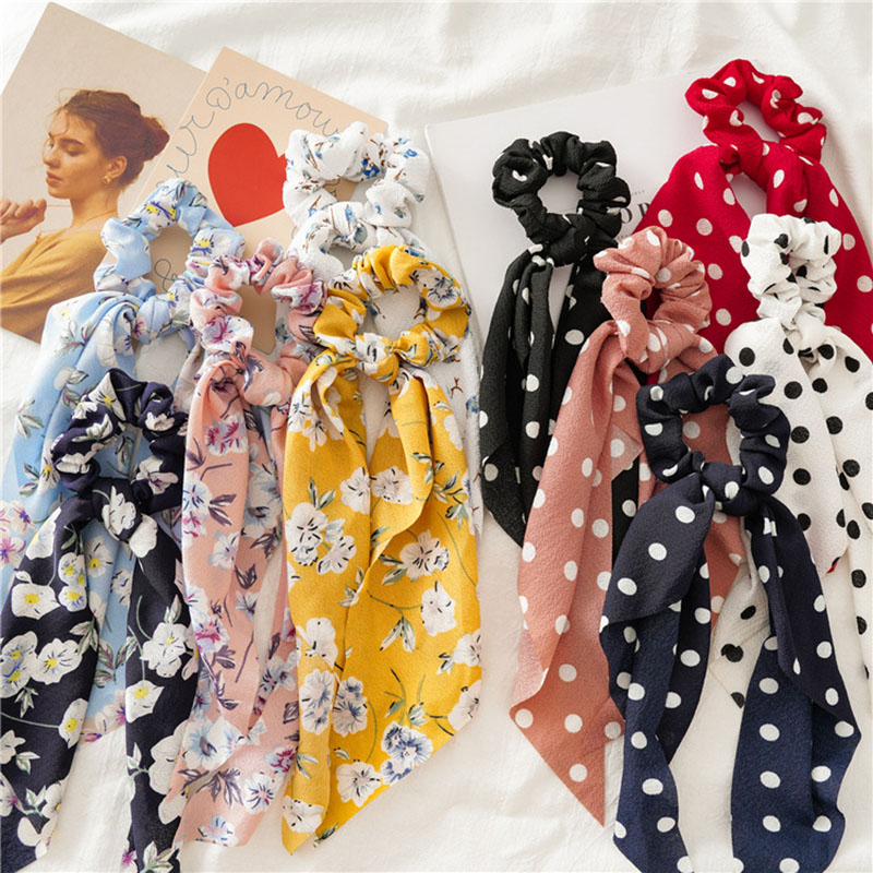 Wholesale Jewelry Puffy Ribbon Shredded Large Intestine Hair Band Chiffon Bow Hair Rope