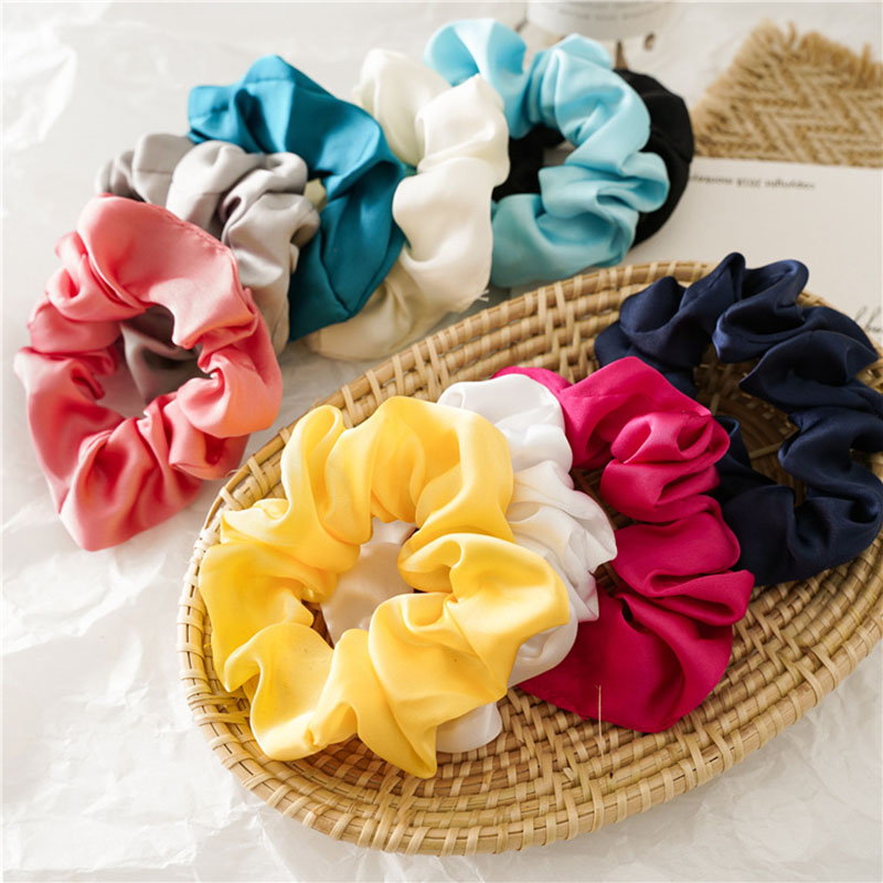 Wholesale Jewelry Satin Small Intestine Circle Candy Color Solid Color Fabric Hair Band