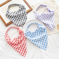 Wholesale Jewelry Square Plaid Stretchy Hair Bandage Triangle Scarf
