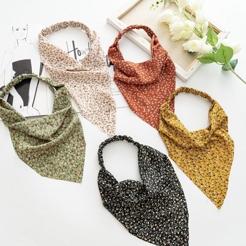 Wholesale Jewelry Triangle Scarf Stretch Crushed Flower Headband Hair Band