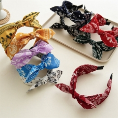 Wholesale Jewelry Cashew Flower Rabbit Ears Hair Band Knotted Fabric Hair Band
