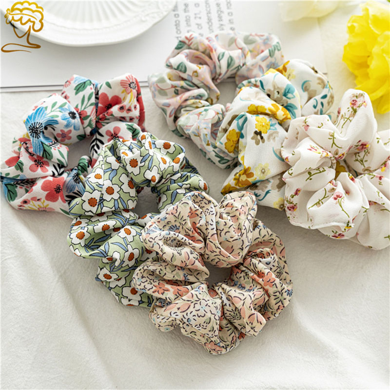 Wholesale Jewelry Japanese And Korean Sweet Fragmented Flowers Mori System Hair Rope Fabric Large Intestine Hair Band