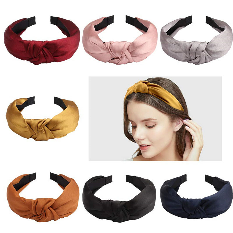 Wholesale Jewelry Retro Satin Knotted Pressed Hair Simple Headband