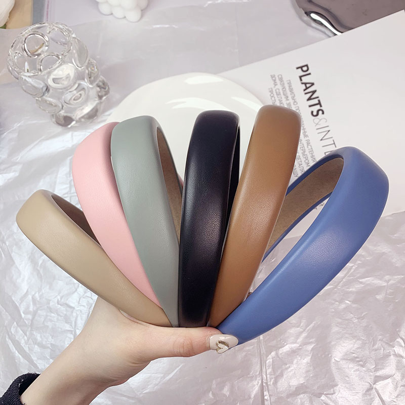 Wholesale Jewelry Korean Version Of The Solid Color Shiny Retro Light Luxury Leather Sponge Hair Band