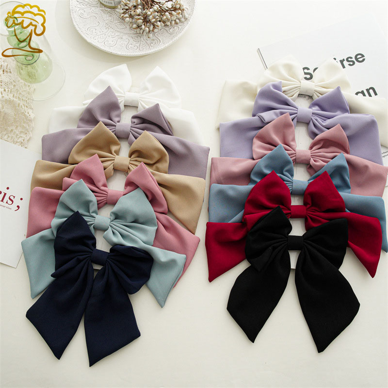 Wholesale Jewelry Elegant Bow Hair Clip Fabric Spring Clip