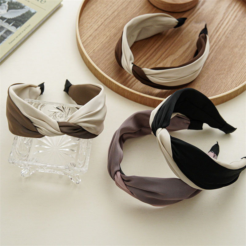 Wholesale Jewelry Crossed Two-color Hair Bands Satin French Headband