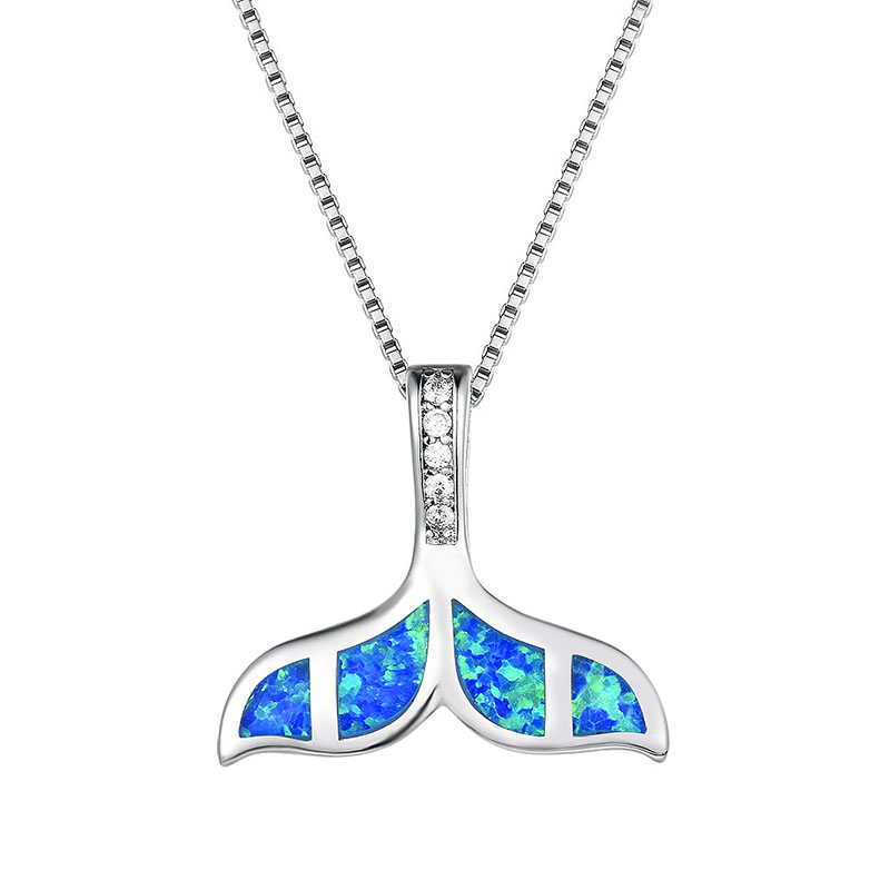Whale Tail Opal Pendant Simple Necklace Manufacturer