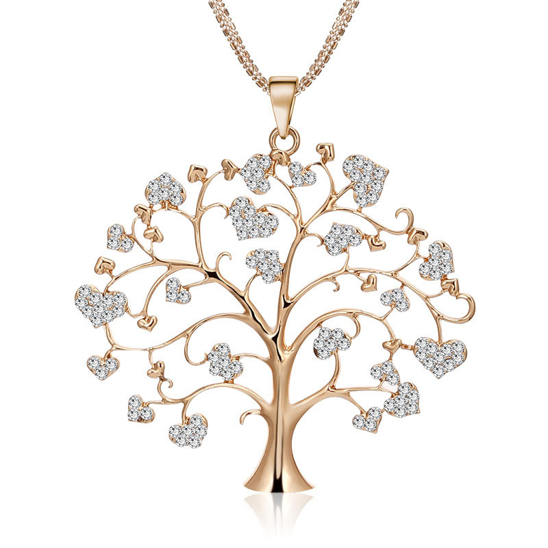 Simple Heart-shaped Diamond-set Tree Of Life Pendant Necklace Manufacturer