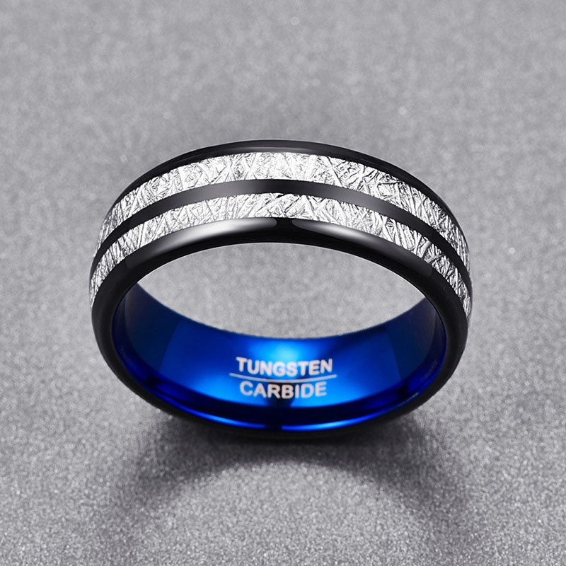 Inner Blue Striped Tungsten Stainless Steel Fashion Ring Manufacturer