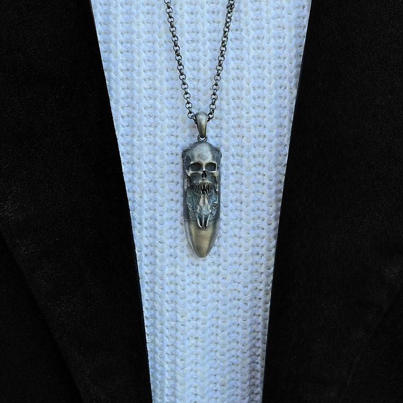 Vintage Skull Bullet Halloween Long Hip Hop Necklace Distributor