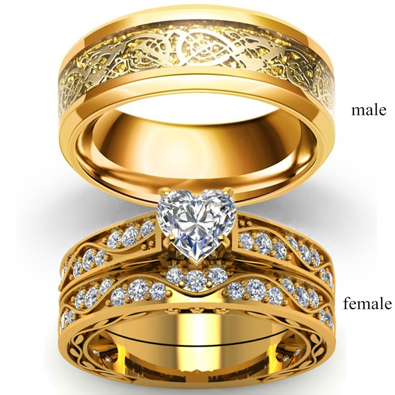 Zircon Set Gold Dragon Fashion Couple Ring Manufacturer
