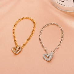 Minimalist Vintage Fashion Copper With Zirconia Heart Ot Clasp Bracelet Manufacturers