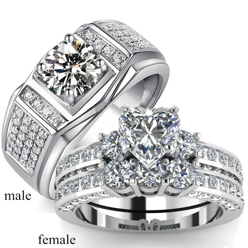 Fashion Stainless Steel With Zirconia Blue Couple Ring Manufacturer