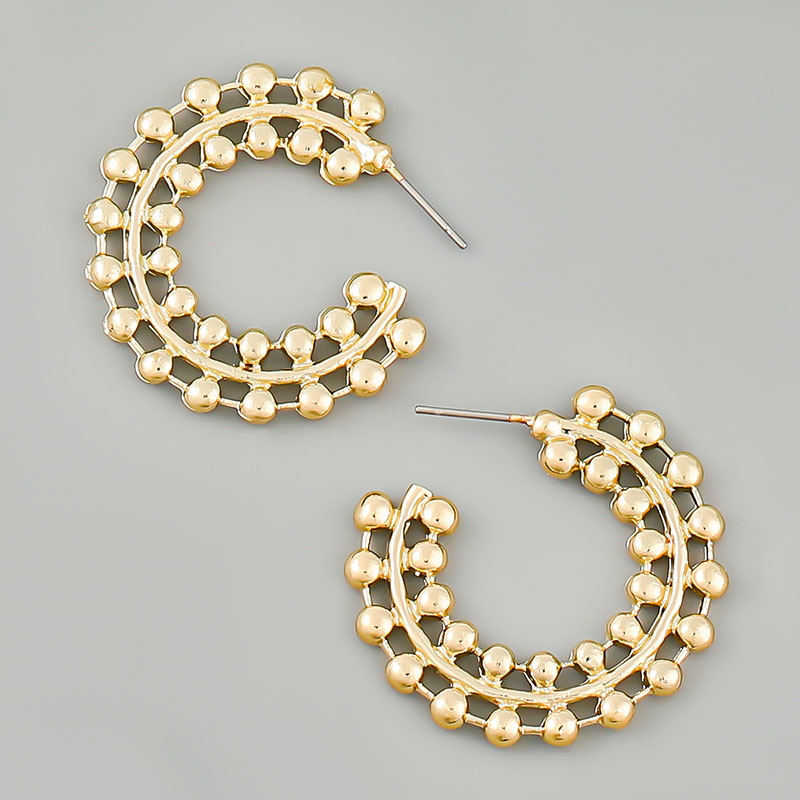 Wholesale Fashion Simple Multi-layer Round Beads C-shaped Alloy Earrings