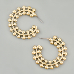Wholesale Fashion Simple Multi-layer Round Beads C-shaped Alloy Earrings