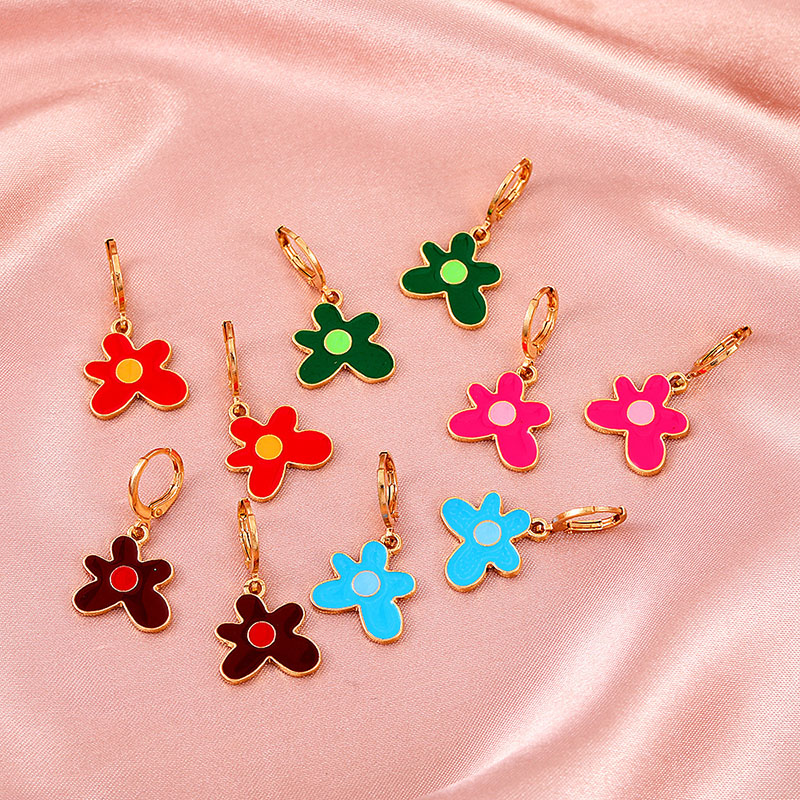 Wholesale Oil-dripping Floral Colorful Vintage Fashion Earrings