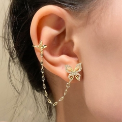 Light Luxury Asymmetric Fashion Full Of Diamonds Butterfly Ear Clips Without Ear Holes Manufacturers