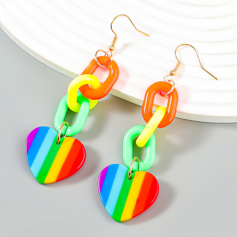 Wholesale Colorful Oval Chain Love Resin Bohemian Earrings