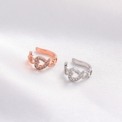 Wholesale Fashion Copper With Diamonds Heart-shaped Geometric Ear Bone Clips Without Ear Holes