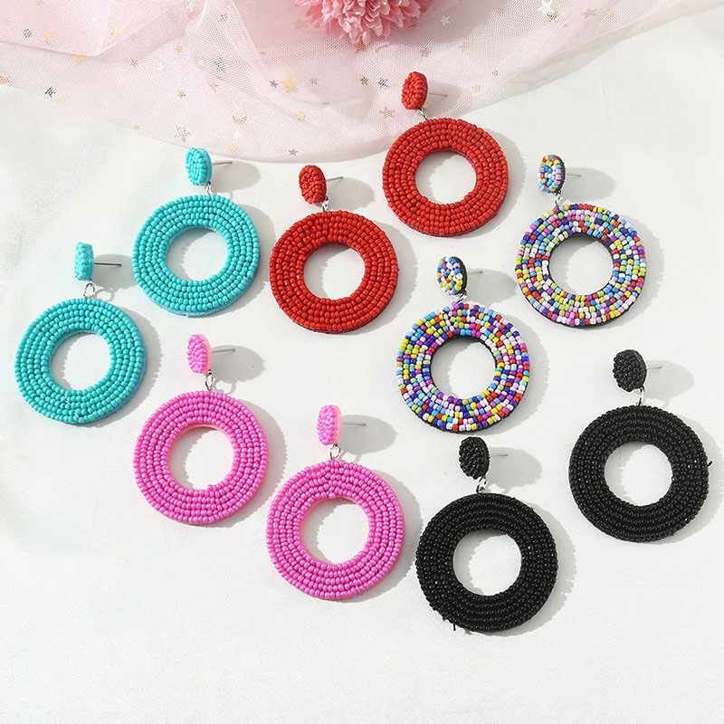 Wholesale Fashion Bohemian Ethnic Earrings With Drip Rubber Rice Beads