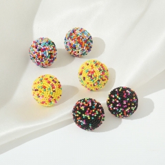 Wholesale Vintage Fashion Bohemian Drip Colored Rice Bead Earrings