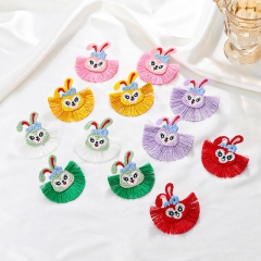 Cute Colorful Rabbit Vintage Fan-shaped Tassel Earrings Manufacturers