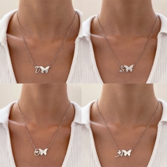 Wholesale Fashion Stainless Steel Butterfly Love Letter Pendant Clasp Chain