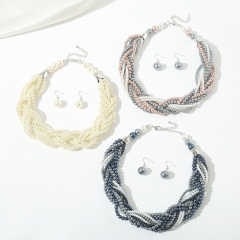 Wholesale Multi-layer Winding Fashion Twist Necklace Earrings Set