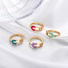 Wholesale Fashion Simple Paperclip Metal Oil Drip Finger Ring