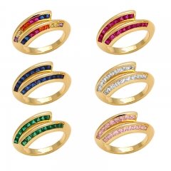 Fashion With Colorful Zircon Opening Geometric Finger Ring Manufacturers