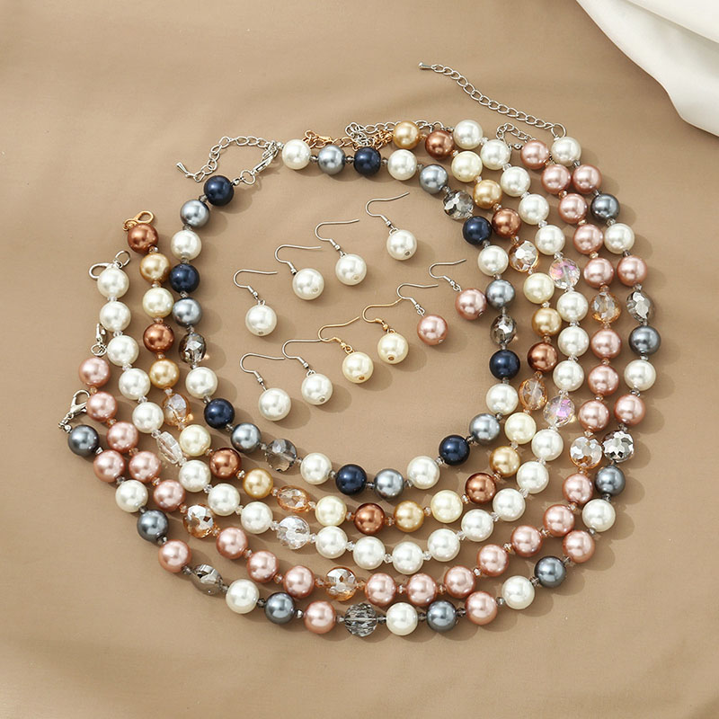 Wholesale Colorful Round Beads Necklace Earrings Set