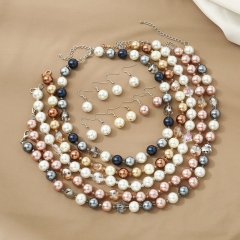 Wholesale Colorful Round Beads Necklace Earrings Set