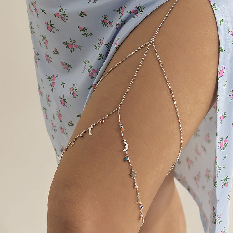 Star Moon Alloy Oil Drip Body Chain Sexy Tassel Double Layer Thigh Chain Suppliers