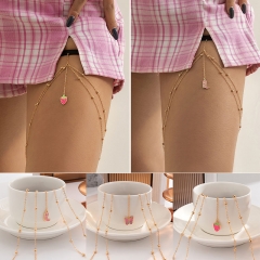 Simple Sexy Strawberry Drip Oil Thigh Chain Boots Double Layer Round Bead Chain Body Chain Suppliers