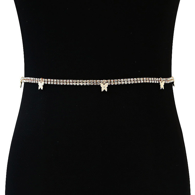 Fashion Diamond Encrusted Rhinestone Chain Simple Metal Butterfly Pendant Waist Chain Vendors