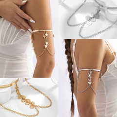 Punk Beach Metal Open Chain Shell Tassel Butterfly Arm Bracelet Vendors