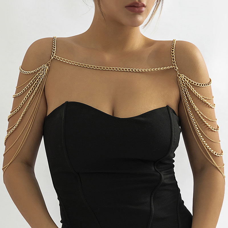 Vintage Geometric Metal Multi-layer Tassel Shoulder And Neck Chain Vendors