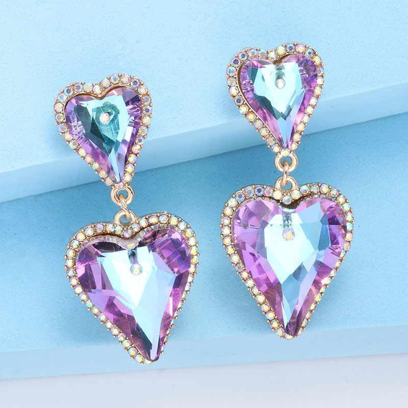 Dazzling Glass Inlaid Love Earrings Distributors