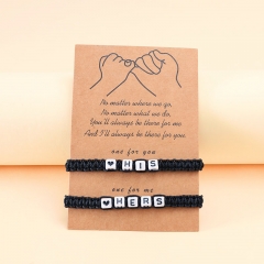Wholesale Couple Fashion Letters Love Flat Knot Hand-woven Card Bracelet