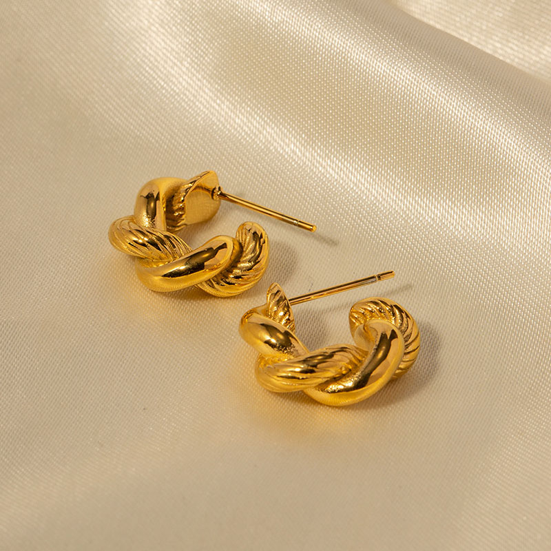 Wholesale Fashion 18k Stainless Steel Twist Earrings