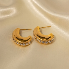 Fashion 18k Gold Plated Stainless Steel Earrings With Diamonds Distributors