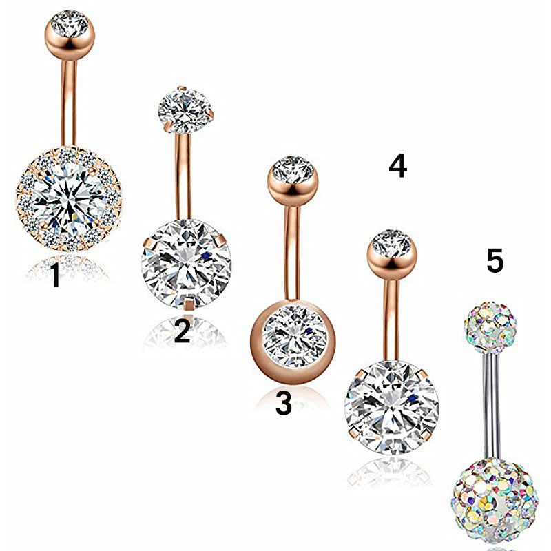 Four-piece Set Of Rose Gold Opal Zirconia Short Belly Button Ring Supplier