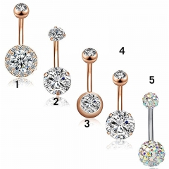 Four-piece Set Of Rose Gold Opal Zirconia Short Belly Button Ring Supplier