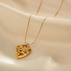 18k Gold Plated Stainless Steel With Colorful Diamonds Love Pendant Necklace Distributors