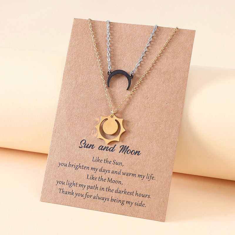Stainless Steel Sun And Moon Pendant Couple Necklace Set Distributors