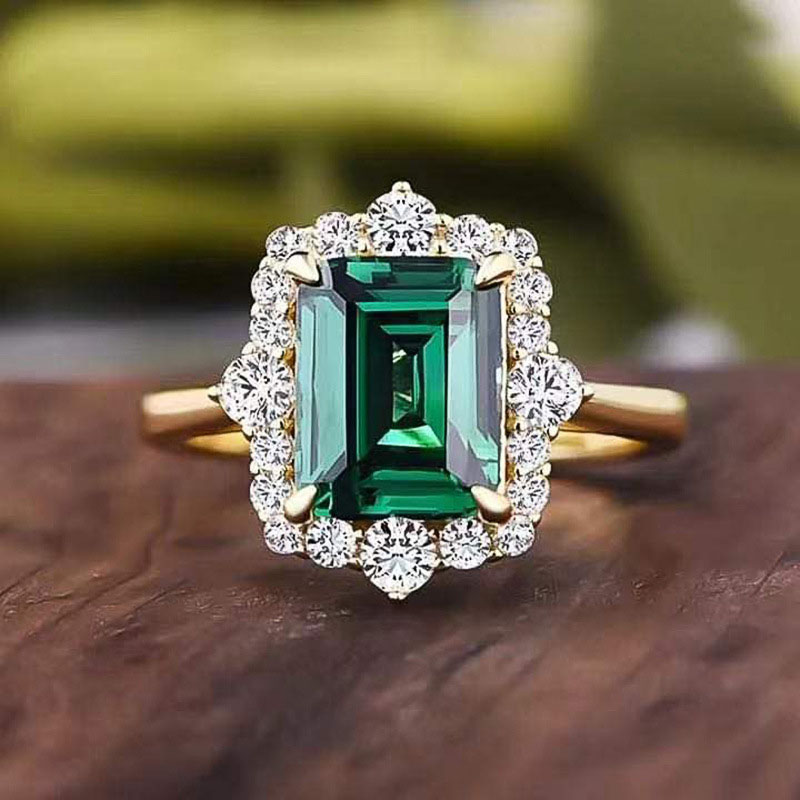 Vintage Emerald Court Fancy Colored Zircon Ring Distributors