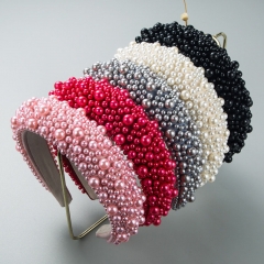 Wholesale Fashion Pearl Sponge Wide Edge Headband