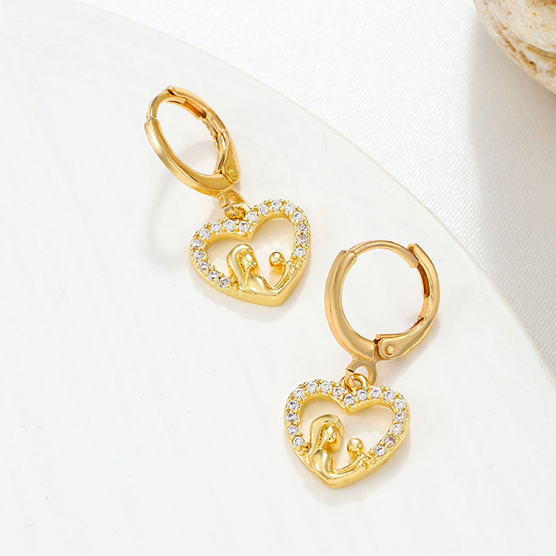 Wholesale Micro-set Zirconia Mother And Child Embracing Fashion Mother's Day Earrings