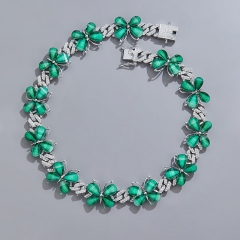 Emerald Butterfly Zirconia Cuba Chain Fashion Hip Hop Necklace Suppliers