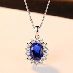 Wholesale Light Luxury 925 Pendant Sapphire Necklace